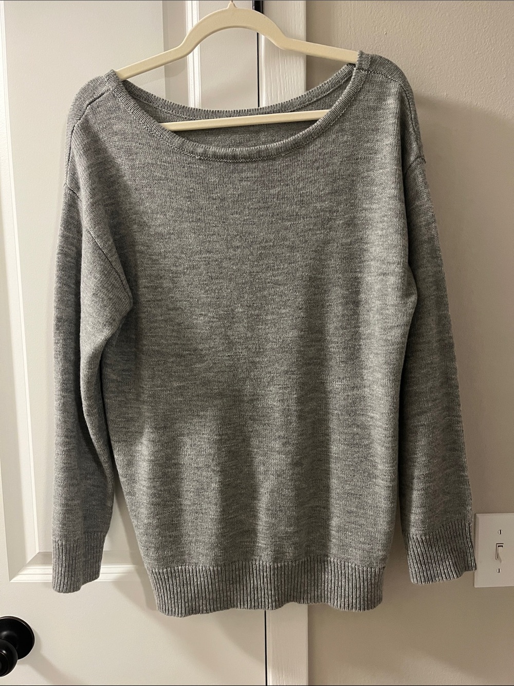SHEIN Light Grey Off-the-Shoulder Knit Sweater